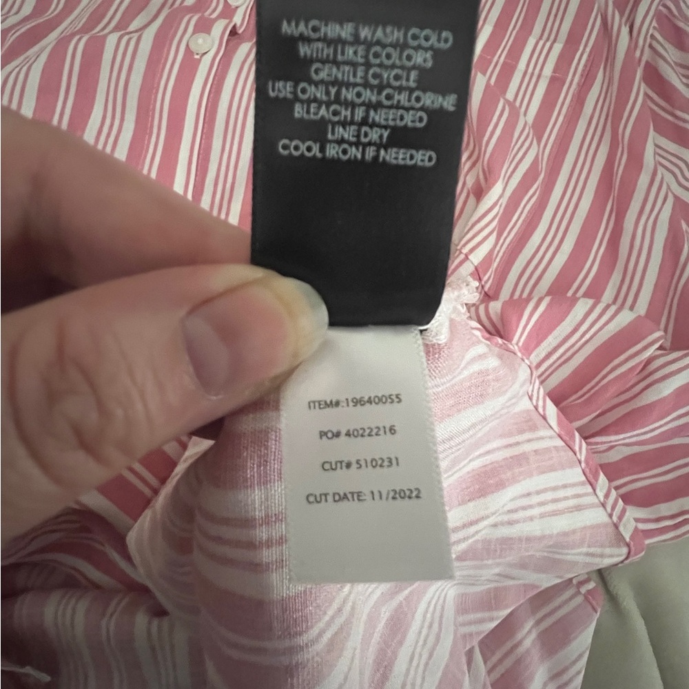 NWT Torrid Women Plus Pink/ White Striped Button-Up Long Sleeve Blouse Sz 4X A2 - Picture 8 of 10